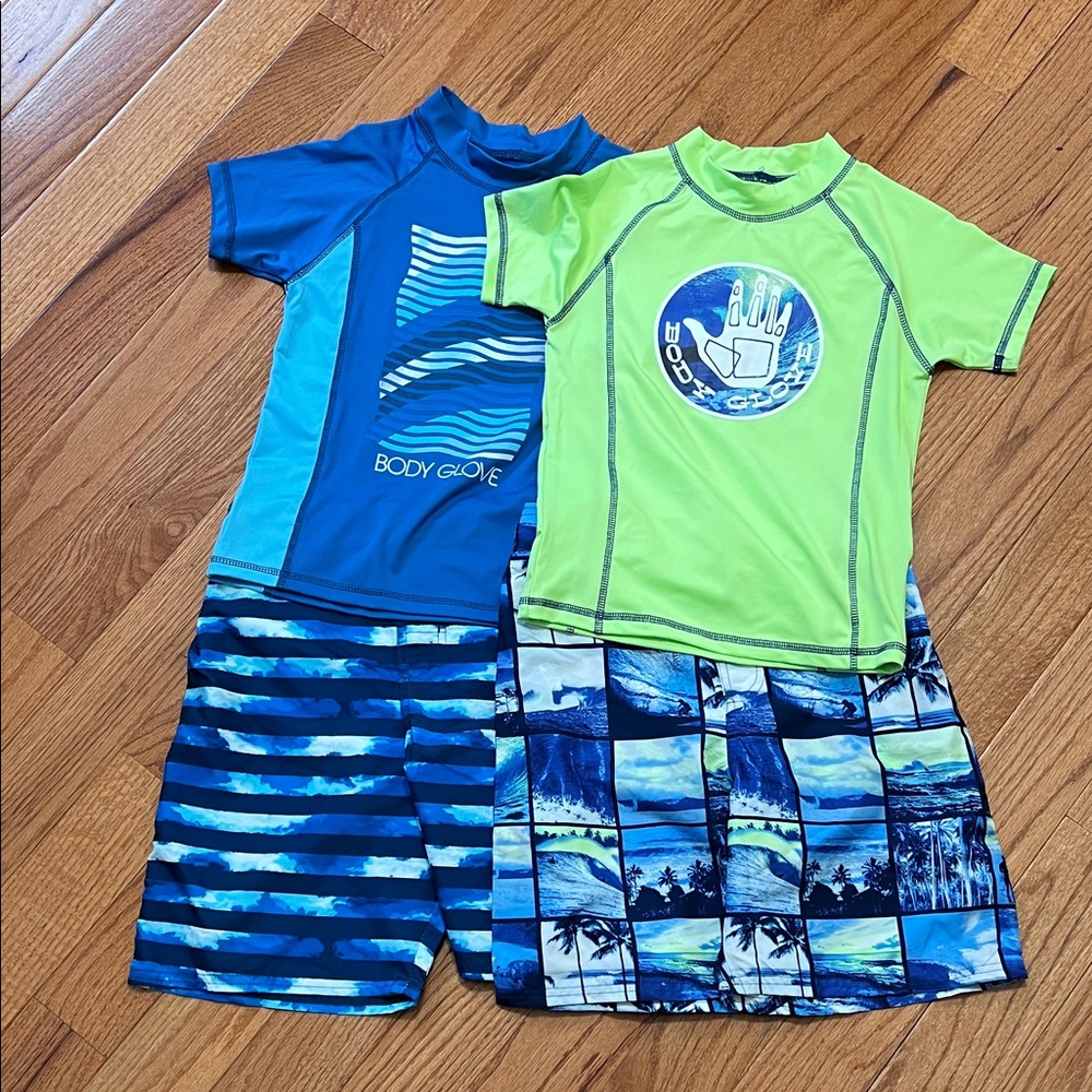 Brand new 2 x Body Glove Kids Ocean Blue Rashguard Set